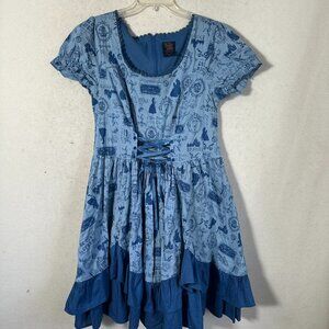 Disney Hot Topic Beauty & The Beast dress sz 14 Ruffle Blue corset milkmaid pkts